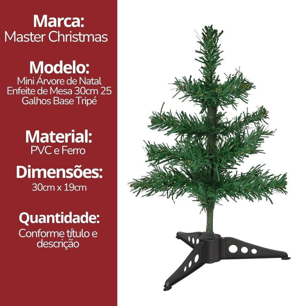 Mini árvore De Natal Enfeite De Mesa 30cm 25 Galhos Base Tripé Tradicional - 7