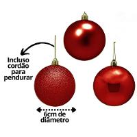 Conjunto 6 Bolas De Natal Vermelho Prime Tradicional Misto Glitter, Brilho E Fosca 6cm - 5