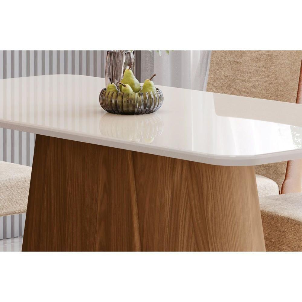 Mesa P- Cozinha Olivia Sc120 C- Tampo Madeirado C- Vidro Curvo 180x90cm Nature-off White - Henn - 3