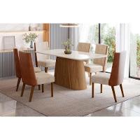 Mesa P- Cozinha Olivia Sc120 C- Tampo Madeirado C- Vidro Curvo 180x90cm Nature-off White - Henn - 5