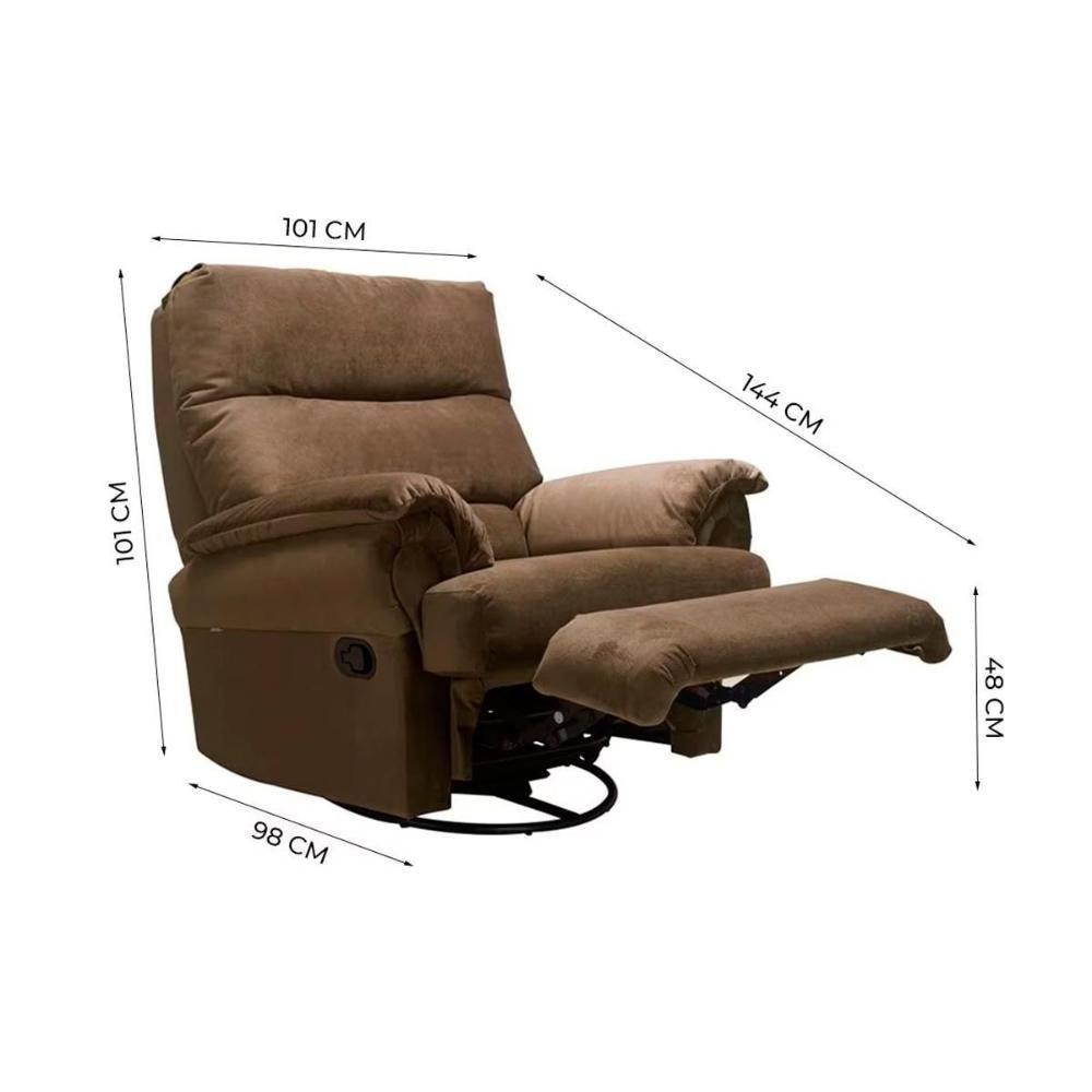 Poltrona Reclinável C- Massagem P- Sala Mh 1217 Two Way Suede Bege - Herval - 5