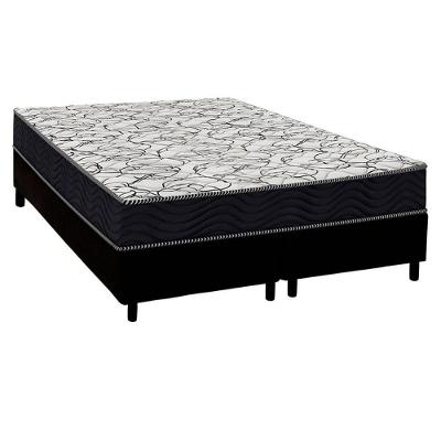 Cama Box Queen: Colchão Ortopédico Ortobom D45 Airtech 150 + Base Crc Suede Black (158x198)