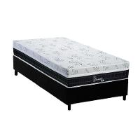 Cama Box Solteiro: Colchão Molas Ensacadas Polar Diamond + Base Crc Suede Black (88x188) - 1