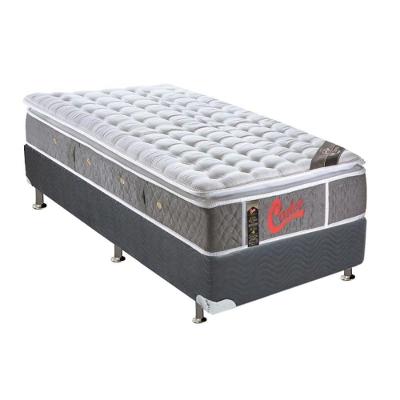 Cama Box Solteiro: Colchão Molas Pocket Ensacadas Castor Light Stress Oxygen New + Base Crc Suede Gray (88x188)