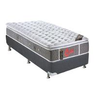 Cama Box Solteiro: Colchão Molas Pocket Ensacadas Castor Light Stress Oxygen New + Base Crc Suede Gray (88x188) - 1