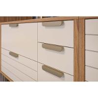 Balcão De Cozinha Modulado C- Tampo Eloise C- 4 Gavetas E 1 Porta Basculante Riscada 120 Cm Cinamomo-titanium - Mgm - 6