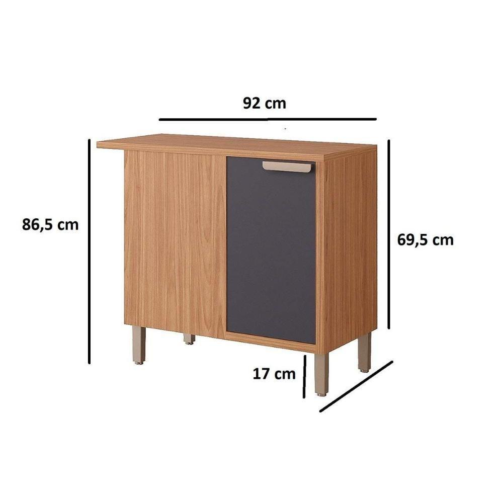 Balcão De Cozinha Modulado C- Tampo Eloise Nicho De Canto C- 1 Porta 92cm Cinamomo-platina - Mgm - 3