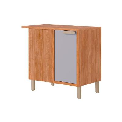 Balcão De Cozinha Modulado C- Tampo Eloise Nicho De Canto C- 1 Porta 92cm Cinamomo-platina - Mgm