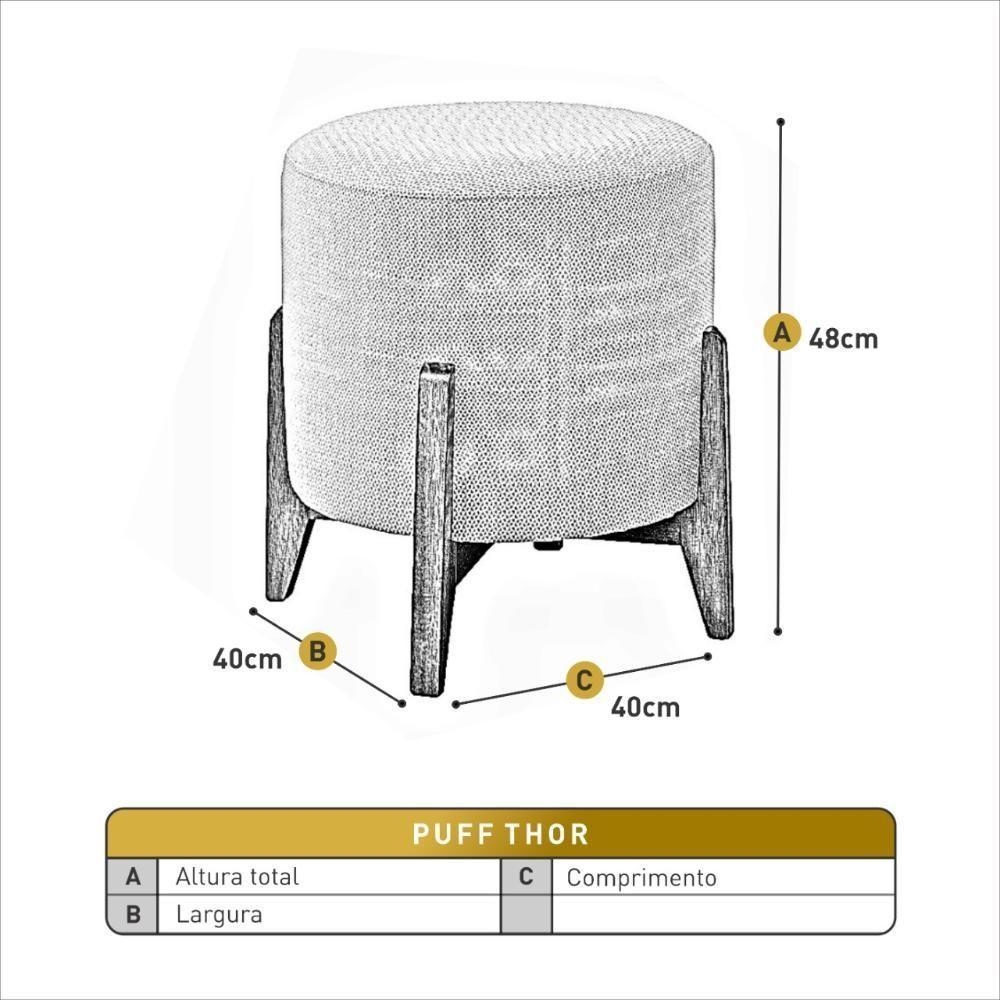 Conjunto - 2 Puffs Banqueta Thor Luxo Castellar Móbile Linho Cappuccino - 3