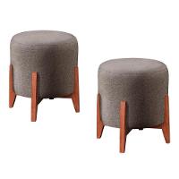 Conjunto - 2 Puffs Banqueta Thor Luxo Castellar Móbile Linho Cappuccino - 1