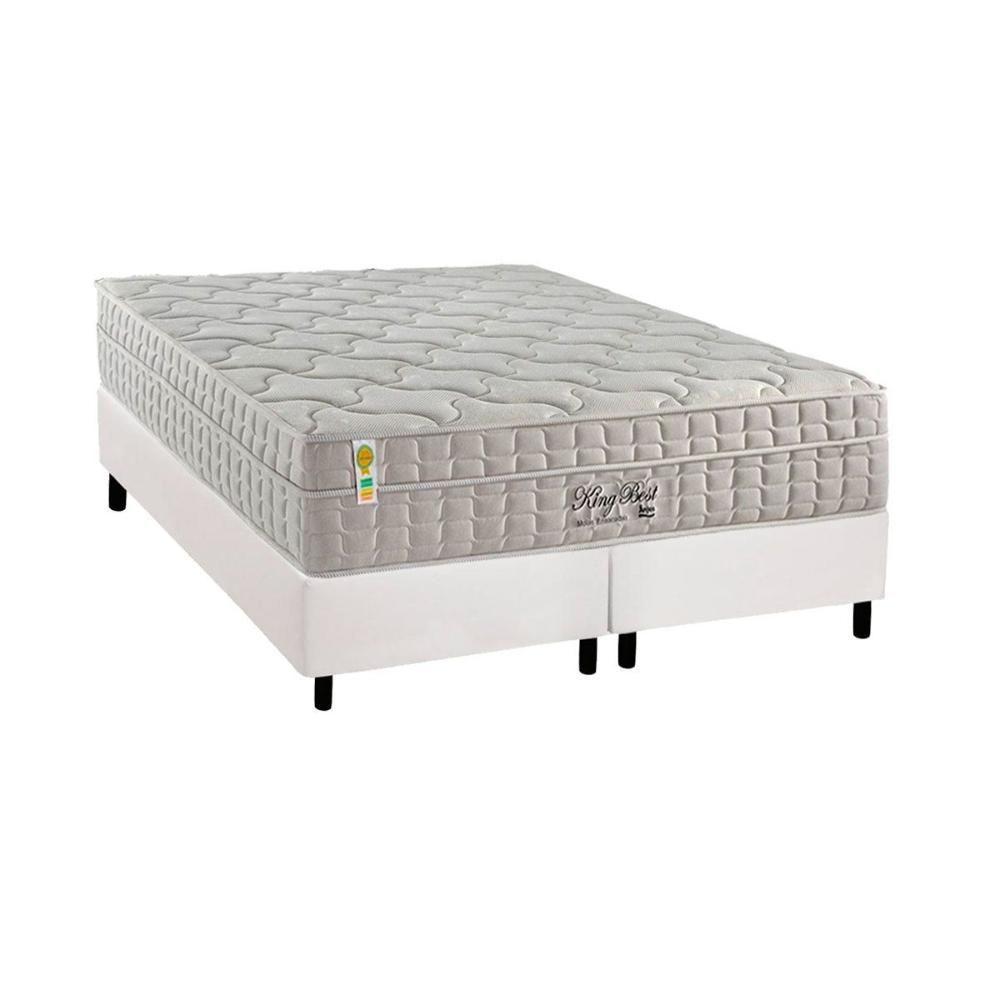 Cama Box : Colchão Molas Pocket Ensacadas D Angelis Anjos King Best New Clean + Base Crc Courano White (193x203) - 1