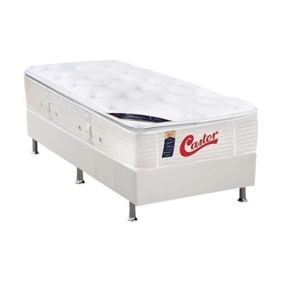 Cama Box Solteiro: Colchão Molas Pocket Ensacadas Castor Gold Star Vitagel Slx + Base Crc Courano White (88x188)