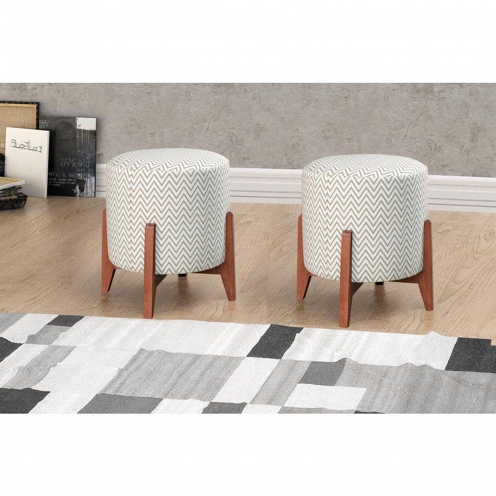 Conjunto - 2 Puffs Banqueta Thor Luxo Castellar Móbile Linho Chevron - 4