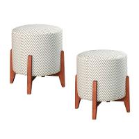 Conjunto - 2 Puffs Banqueta Thor Luxo Castellar Móbile Linho Chevron - 1