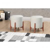 Conjunto - 2 Puffs Banqueta Thor Luxo Castellar Móbile Linho Chevron - 4