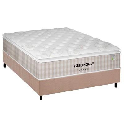 Cama Box Casal: Colchão Molas Pocket Ensacadas Plumatex Presidencially + Base Crc Suede Clean (138x188)