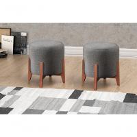 Conjunto - 2 Puffs Banqueta Thor Luxo Castellar Móbile Linho Cinza - 6