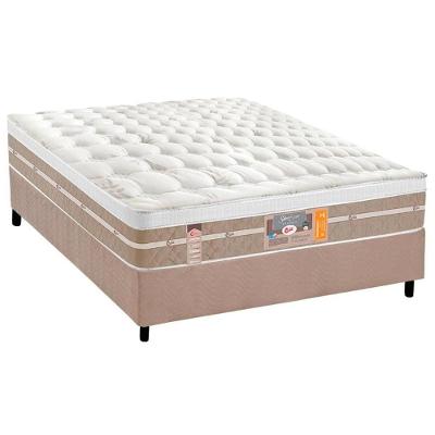 Cama Box Casal: Colchão Molas Pocket Ensacadas Castor Silver Star Air + Base Crc Suede Clean (138x188)