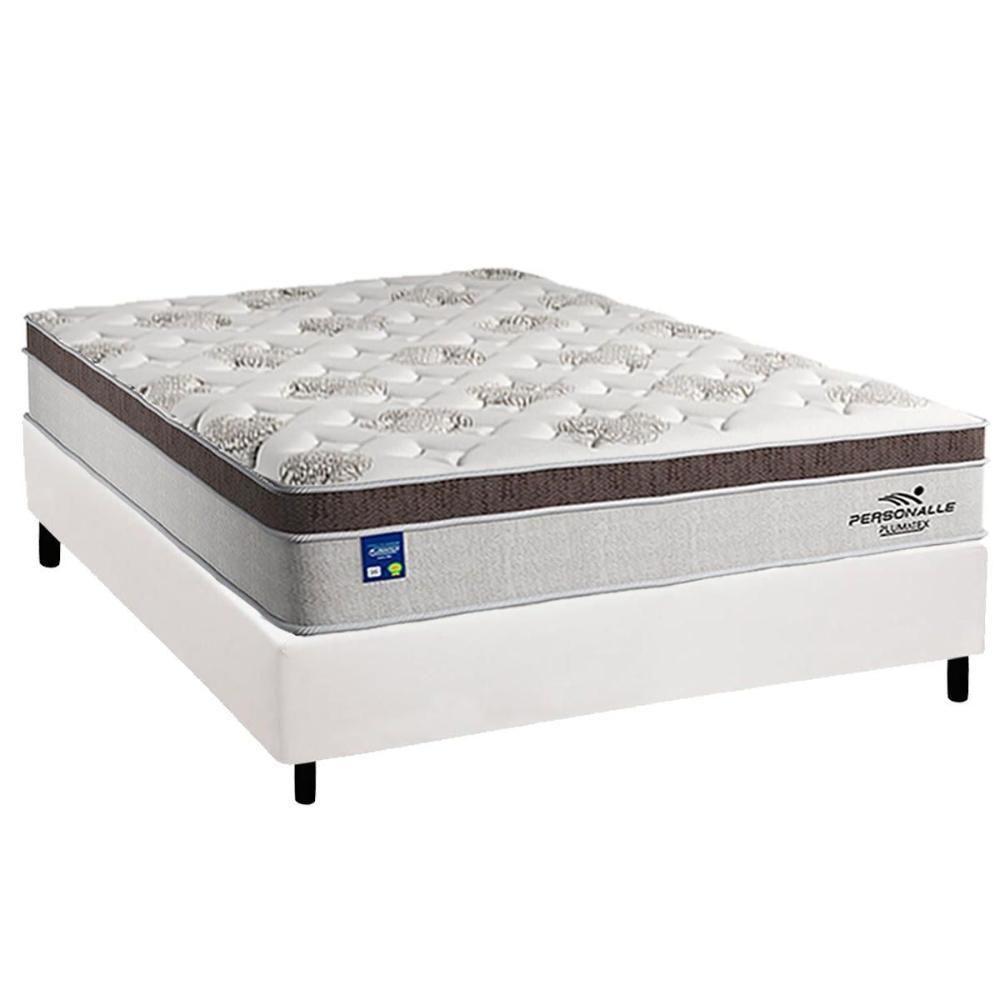 Cama Box Casal: Colchão Molas Pocket Ensacadas Plumatex Personalle + Base Crc Courano White (138x188) - 1