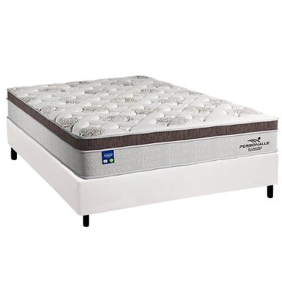Cama Box Casal: Colchão Molas Pocket Ensacadas Plumatex Personalle + Base Crc Courano White (138x188)