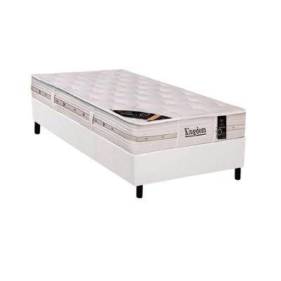 Cama Box Solteiro: Colchão Molas Pocket Ensacadas Castor Kingdom Aloe Vera + Base Crc Courano White (88x188)