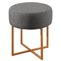 Conjunto - 2 Puffs Banqueta Otávio Luxo Castellar Móbile Linho Cinza - 3