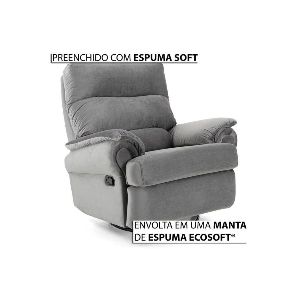 Poltrona Reclinável C- Massagem P- Sala Mh 1217 Two Way Suede Cinza - Herval - 10