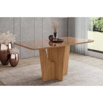 Mesa P- Cozinha Vértice Sc35 C- Tampo Madeirado C- Vidro Curvo 160x90cm Nature - Henn