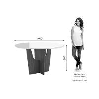 Mesa P- Cozinha Vértice Sc131 C- Tampo Madeirado C- Vidro Redondo 140x140cm Nature-off White - Henn - 2