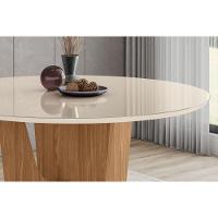 Mesa P- Cozinha Vértice Sc131 C- Tampo Madeirado C- Vidro Redondo 140x140cm Nature-off White - Henn - 3