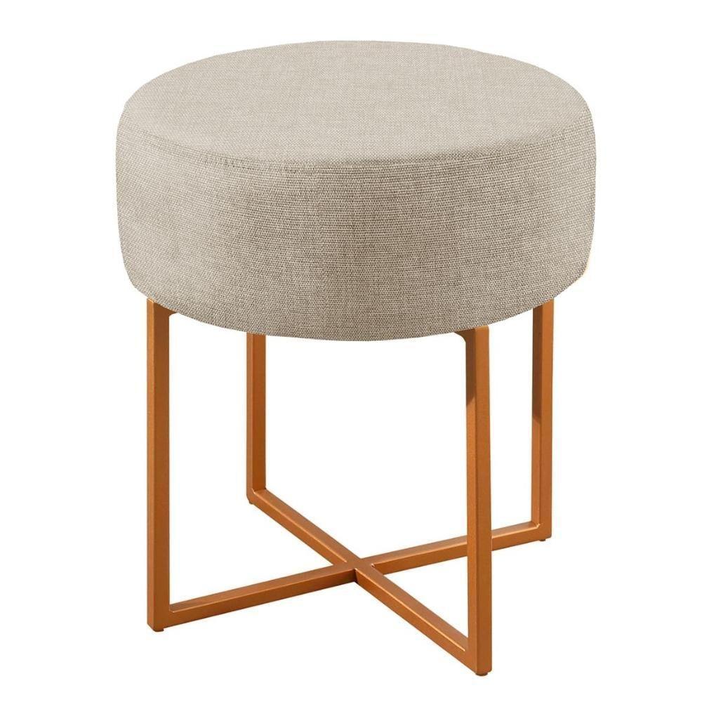 Conjunto - 2 Puffs Banqueta Otávio Luxo Castellar Móbile Linho Bege Claro - 3