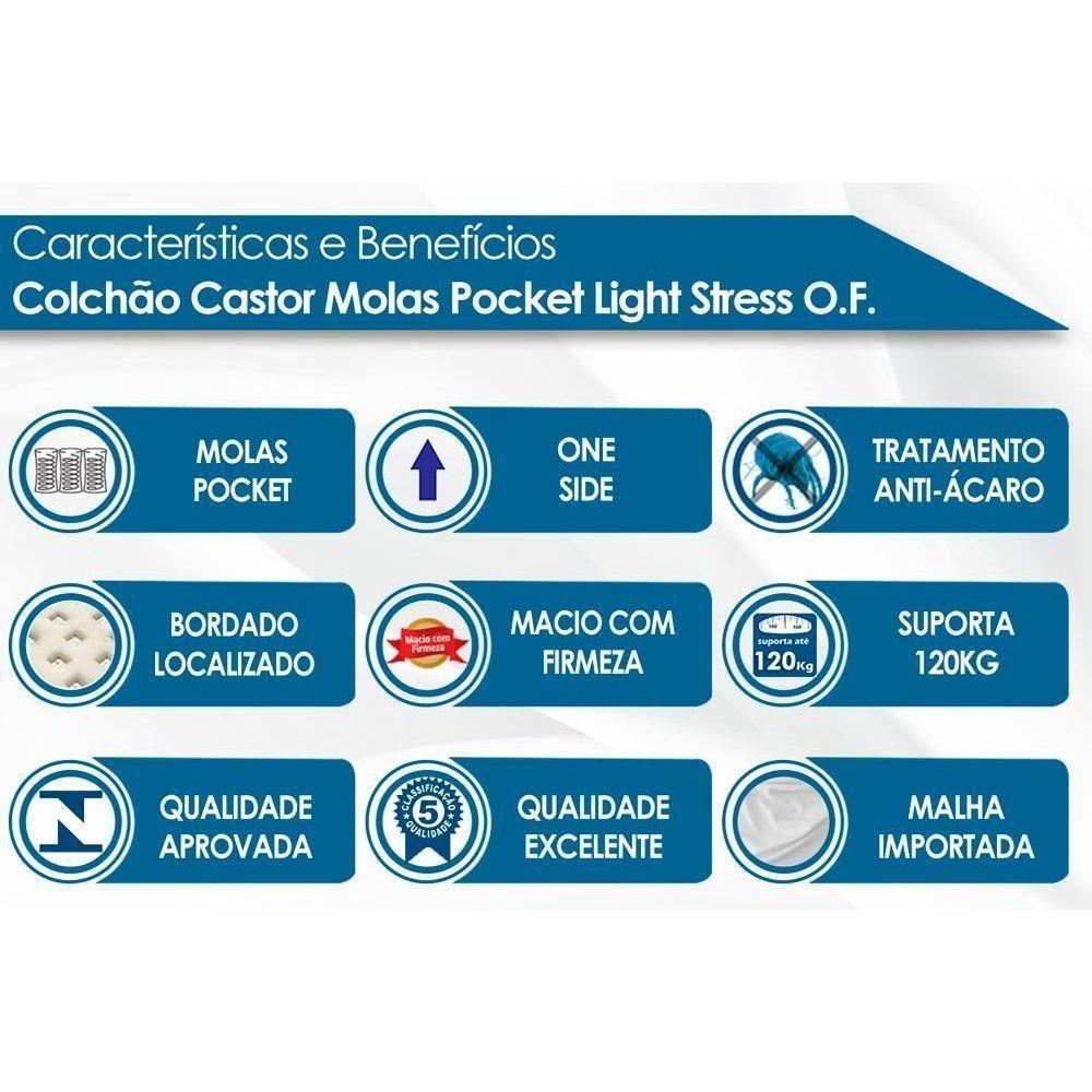Cama Box Solteiro: Colchão Molas Pocket Ensacadas Castor Light Stress Oxygen New Plush + Base Crc Suede Gray (88x188) - 3