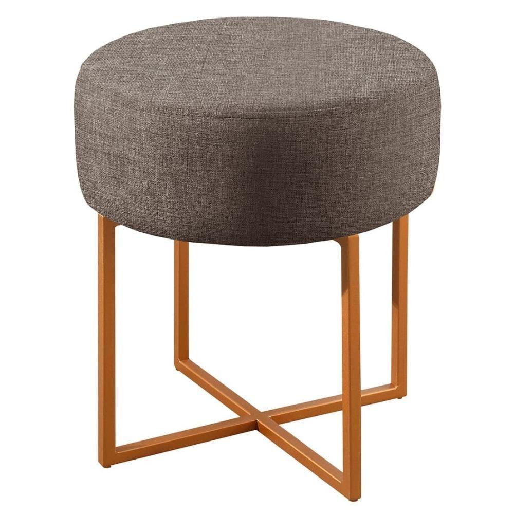 Conjunto - 2 Puffs Banqueta Otávio Luxo Castellar Móbile Linho Cappuccino - 2