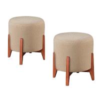 Conjunto - 2 Puffs Banqueta Thor Luxo Castellar Móbile Linho Bege - 1