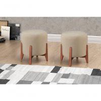 Conjunto - 2 Puffs Banqueta Thor Luxo Castellar Móbile Linho Bege - 7