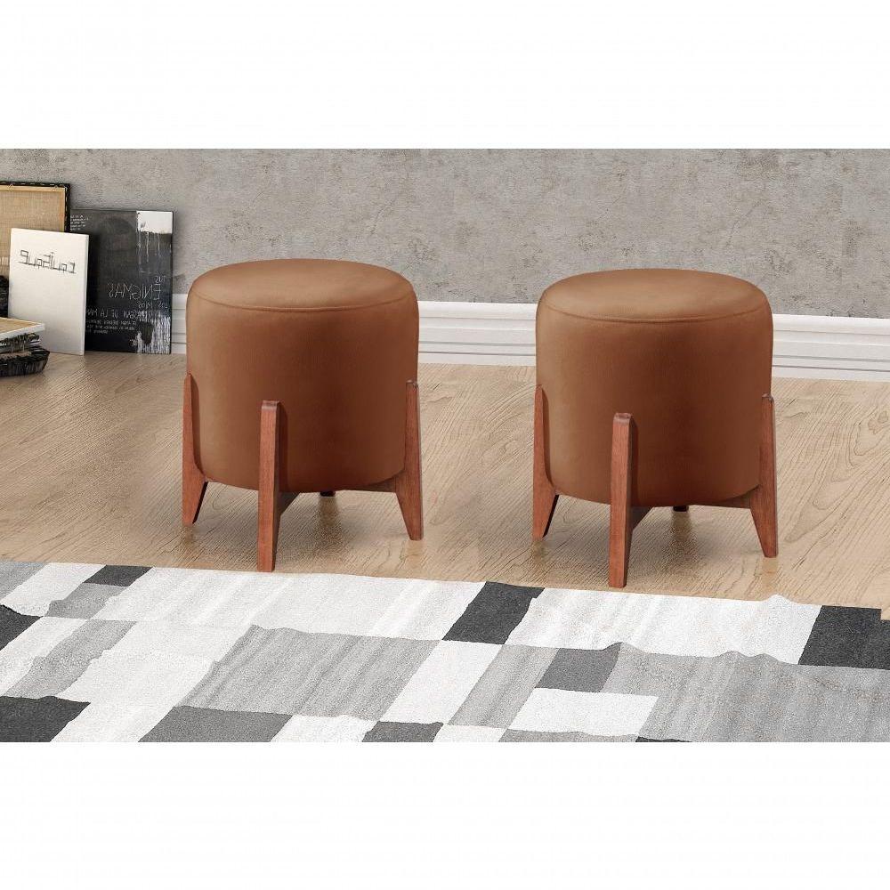 Conjunto - 2 Puffs Banqueta Thor Luxo Castellar Móbile Corino Caramelo - 4