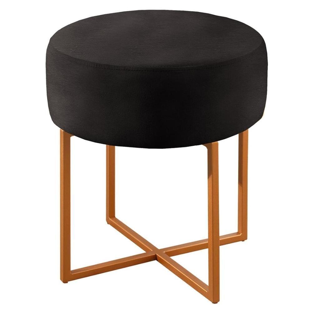 Conjunto - 2 Puffs Banqueta Otávio Luxo Castellar Móbile Corino Preto - 3