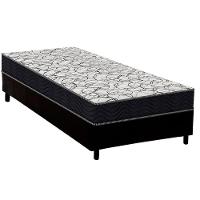 Cama Box Solteiro: Colchão Ortopédico Ortobom D45 Airtech 150 + Base Crc Suede Black (88x188) - 1