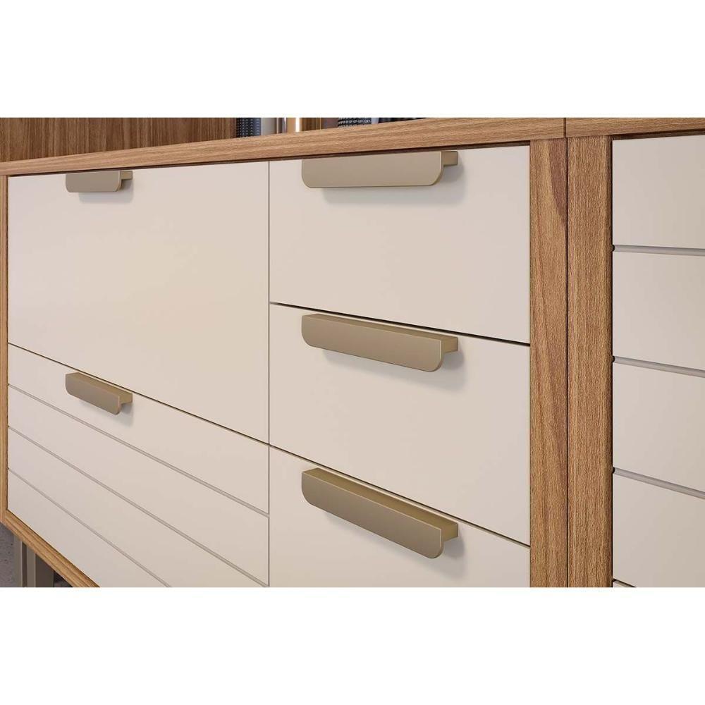 Balcão De Cozinha Modulado C- Tampo Eloise C- 4 Gavetas E 1 Porta Basculante Riscada 120 Cm Cinamomo-off White - Mgm - 6