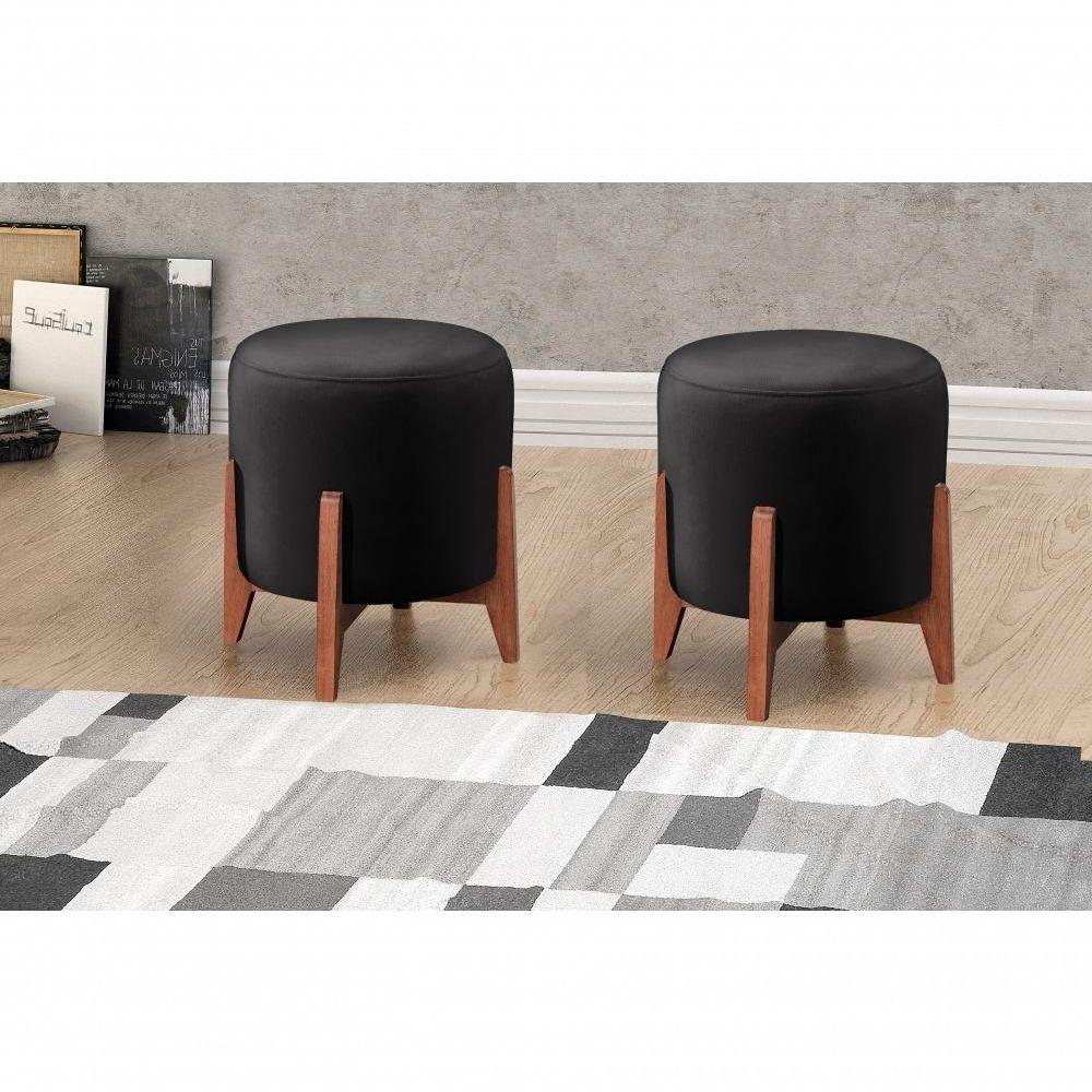 Conjunto - 2 Puffs Banqueta Thor Luxo Castellar Móbile Corino Preto - 4