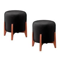 Conjunto - 2 Puffs Banqueta Thor Luxo Castellar Móbile Corino Preto - 1