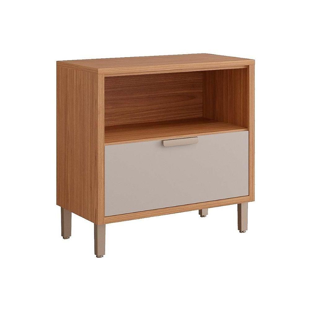 Balcão De Cozinha Modulado C- Tampo Eloise C- 1 Gaveta E 1 Porta Basculante Riscada 80 Cm Cinamomo-platina - Mgm - 4