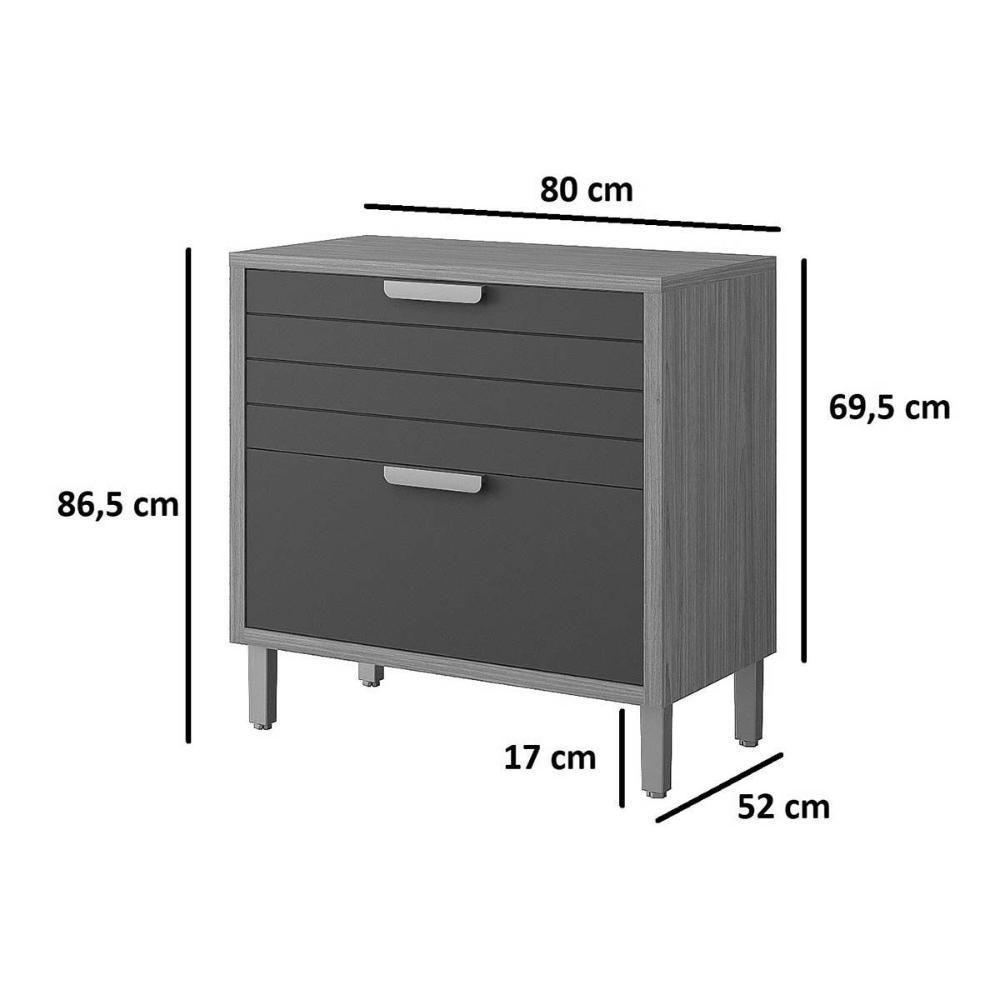 Balcão De Cozinha Modulado C- Tampo Eloise C- 1 Gaveta E 1 Porta Basculante Riscada 80 Cm Cinamomo-platina - Mgm - 6