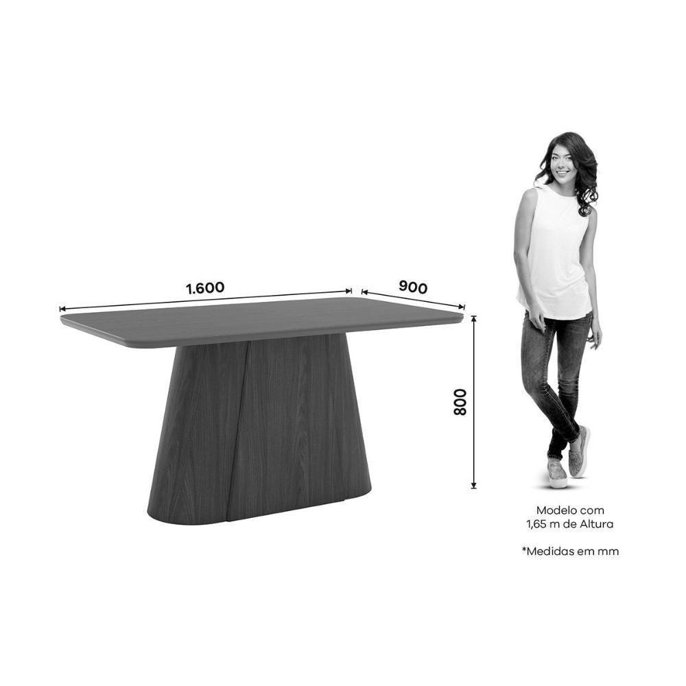 Mesa P- Cozinha Olivia Sc117 C- Tampo Madeirado C- Vidro Curvo 160x90cm Nature - Henn - 3