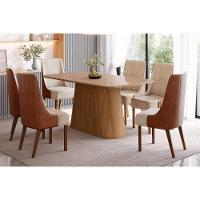 Mesa P- Cozinha Olivia Sc117 C- Tampo Madeirado C- Vidro Curvo 160x90cm Nature - Henn - 6