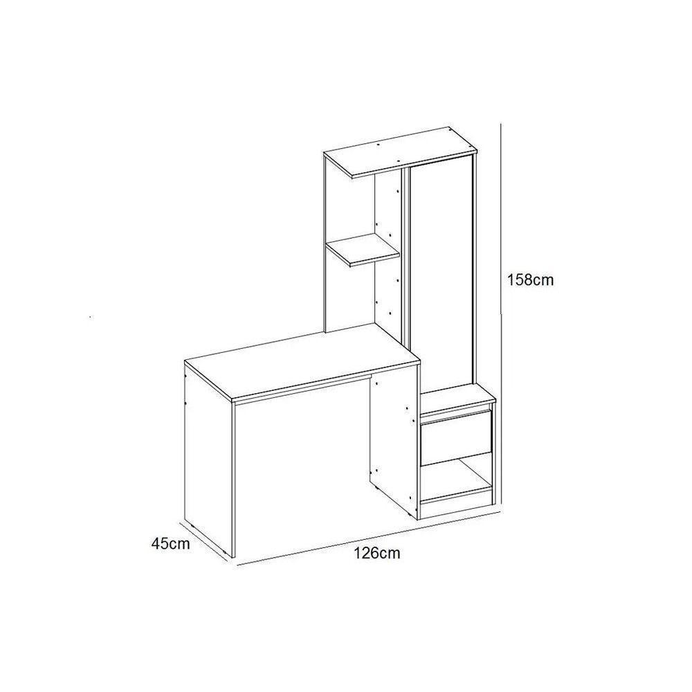 Mesa Escrivaninha Casal C- Armário Office Morada C- 1 Porta E 1 Gaveta Amendola-grafito - Demóbile - 2