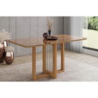 Mesa P- Cozinha Natalí Sc71 C- Tampo Madeirado C- Vidro Curvo 160x90cm Nature - Henn - 1