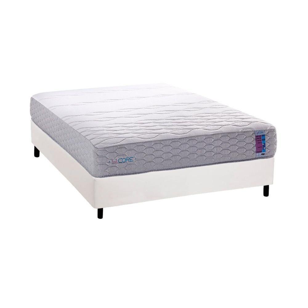 Cama Box Casal: Colchão Ortopédico Herval D33 - Ag 65 Feelcore + Base Crc Courano White (138x188) - 1