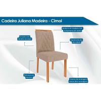 Conjunto: Mesa De Cozinha ágata Tampo Madeirado C- Vidro 130x80cm E 4 Cadeiras Juliana Madeirado-suede Nude Bege - Cimol - 3