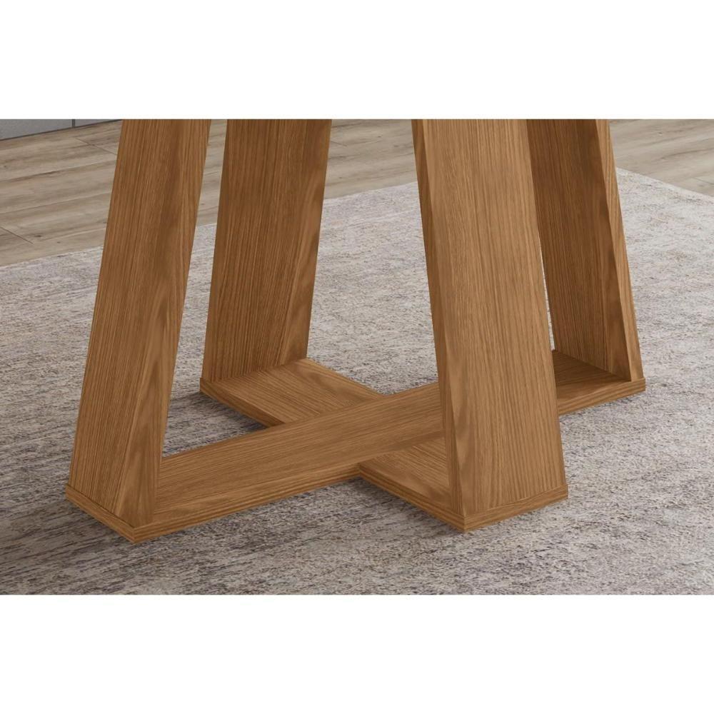 Mesa P- Cozinha Lins Sc130 C- Tampo Madeirado C- Vidro Redondo 140x140cm Nature-off White - Henn - 4